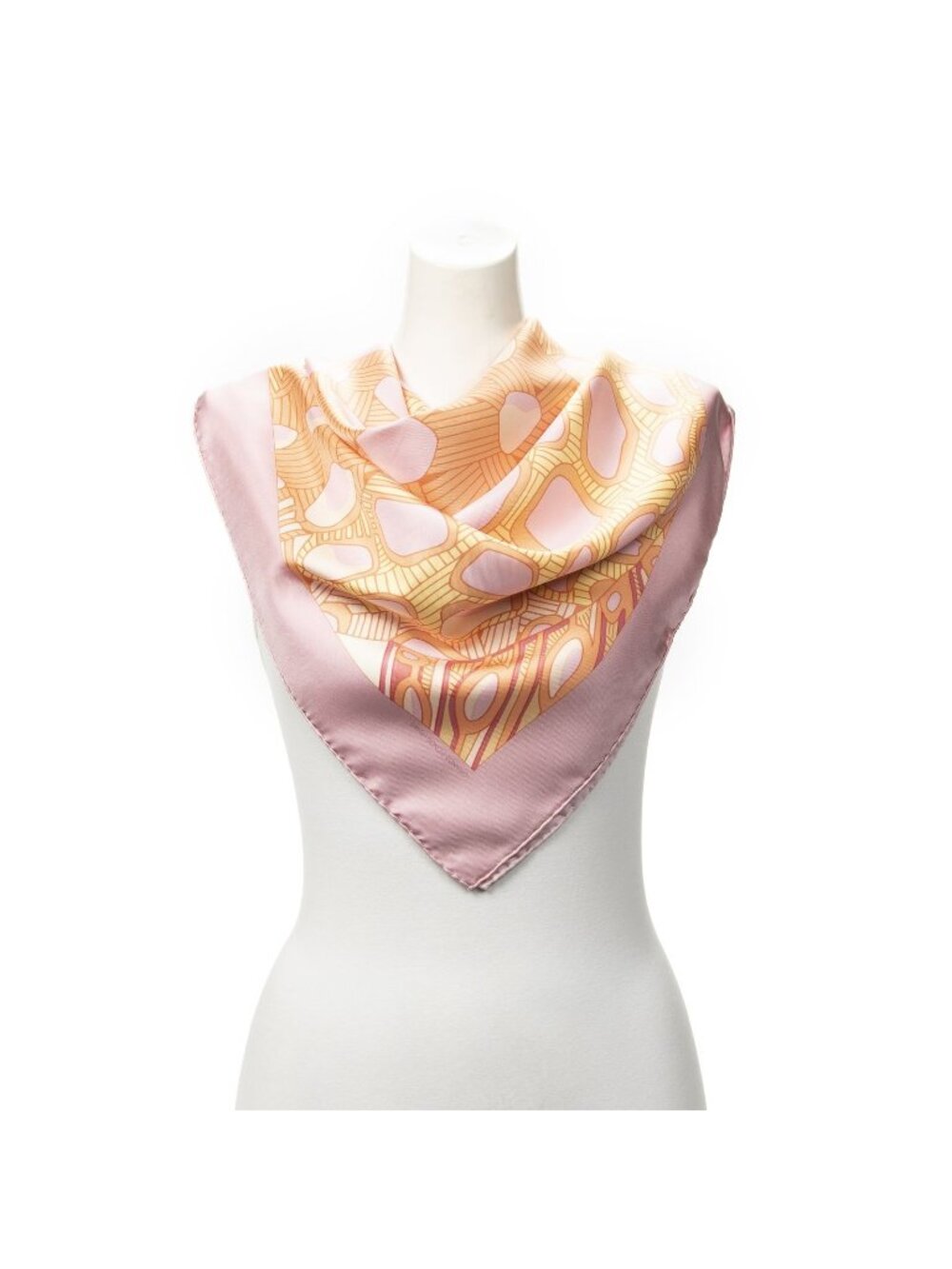 Hermes Scarf Light Pink Orange Twill Silk